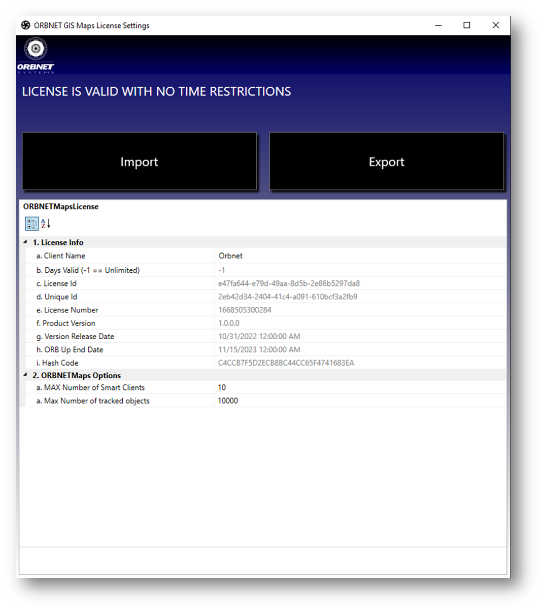 License Settings