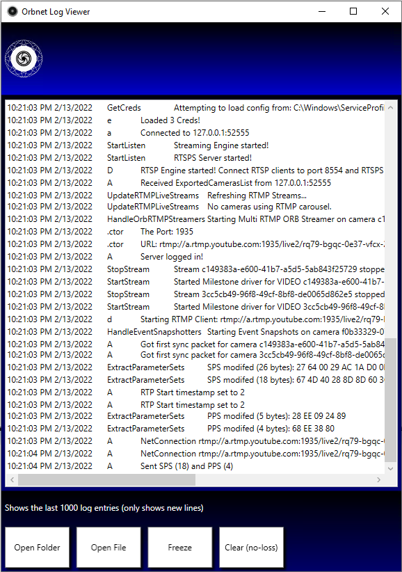 Real-time log viewer